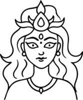Illustration of Divine Goddess with Ethnic Tiara and Elegant Features vector