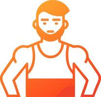Illustration of Confident Man with Athletic Build in Orange Gradient Style vector