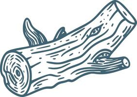 Illustration of Detailed Wooden Log Sketch with Twigs vector