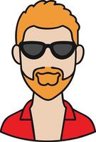 Illustration of Hipster Man with Sunglasses and Red Shirt for Modern Avatars vector