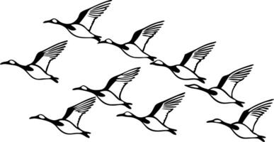 Illustration of Flying Geese in Flight Formation Symbolizing Freedom vector