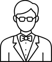 Illustration of Man in Formal Attire with Glasses and Bow Tie vector
