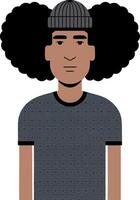 Illustration of Person with Afro Wearing Beanie and Geometric Pattern Shirt vector
