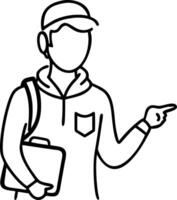 Illustration of Person with Backpack Pointing for Informational Use vector