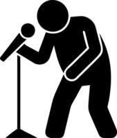 Illustration of Silhouette Singing Figure with Microphone Symbolizing Performance vector