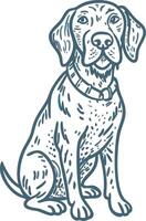 Illustration of Sitting Dog with Collar in Artistic Style vector