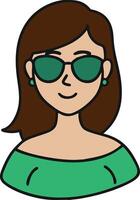Illustration of Stylish Woman with Sunglasses and Green Top vector