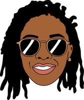 Illustration of Smiling Woman with Sunglasses and Dreadlocks vector
