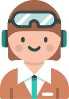 Illustration Smiling Aviator in Goggles and Headset Pilot Character vector