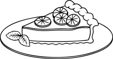Illustration Slice of Lemon Pie with Decorative Mint on Plate vector