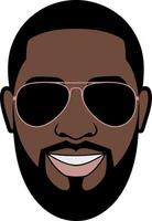 Illustration Smiling Man Sunglasses Beard Modern Cartoon Style vector