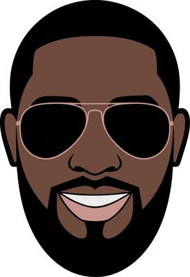 Illustration Smiling Man Sunglasses Beard Modern Cartoon Style