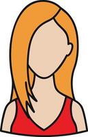 Illustration Woman with Orange Hair and Red Top Minimalistic Portrait vector