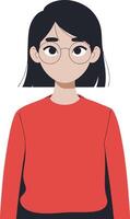 Illustration Young Woman with Glasses Red Sweater Modern Minimalist Design vector