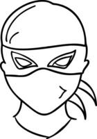 Line Art Ninja Mask Character for Animation and Graphic Design vector