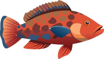 Vibrant Coral Reef Fish Illustration Orange and Red Patterned Marine Life vector
