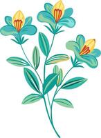 Vibrant Floral Illustration with Three Stylized Yellow and Teal Flowers vector