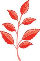 Vibrant Red Leafy Branch Illustration for Nature Design Projects vector