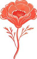 Vibrant Red Flower Illustration with Elegant Petals and Stem Design vector