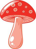 Vibrant Red Mushroom Illustration with Polka Dots for Design Projects vector