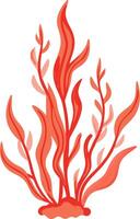 Vibrant Red Seaweed Illustration Marine Nature Art Design vector