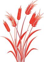 Vibrant Red Wheat Stalks Illustration for Agricultural Design vector
