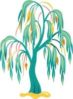 Vibrant Willow Tree with Colorful Leaves for Design Projects vector