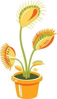 Vibrant Venus Flytrap in Orange Pot Illustration for Botanical Art vector