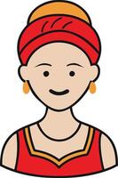 Vibrant Woman Illustration with Red Headscarf and Earrings Art vector