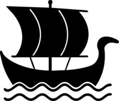 Viking Longship Silhouette on Ocean Waves Illustration for Nautical Themes vector