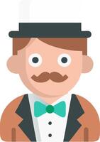 Vintage Cartoon Gentleman Character with Mustache Bowtie and Top Hat Illustration vector