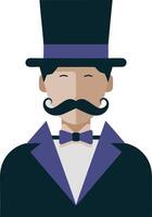 Vintage Gentleman with Top Hat and Mustache Illustration vector