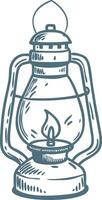 Vintage Oil Lantern Illustration Rustic Light Design vector