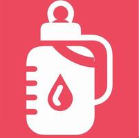White Baby Bottle with Temperature on Red Background Illustration vector