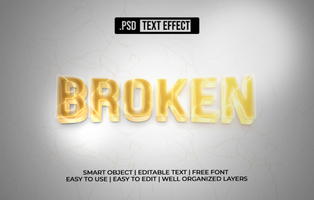 Broken Glass 3D Text Effect psd