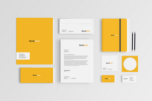 Folder Envelop Card Notebook Letterhead Stationary Mockup Front View psd