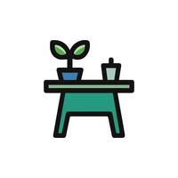 A plant on a table with a cup of coffee vector