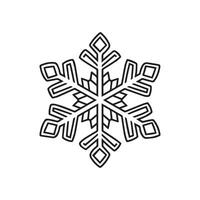 A snowflake is shown in a line drawing vector