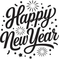 Happy new year lettering with fireworks vector