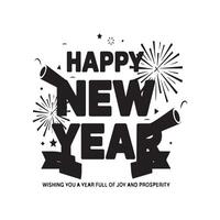 Happy new year greeting card with fireworks and text vector