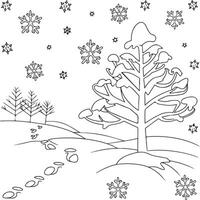 Winter tree coloring pages vector