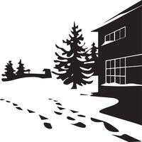 Winter is coming. falling snow with winter house vector