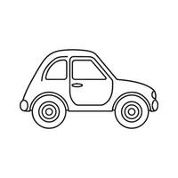 A small car is drawn in black and white vector