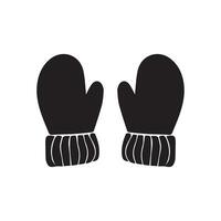 Two black mittens on a white background vector