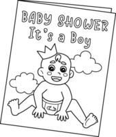 Baby Shower Its a Boy Isolated Coloring Page vector