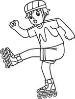 Inline Skater Avoiding Traffic Cone Isolated vector