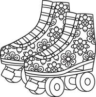 Roller Skates with Flower Prints Isolated Coloring vector