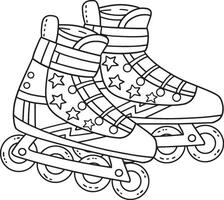 Inline Skates for Boy Isolated Coloring Page vector