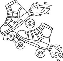 Roller Skate with Rockets Isolated Coloring Page vector