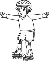 Inline Skater Boy Trying to Balance Isolated vector